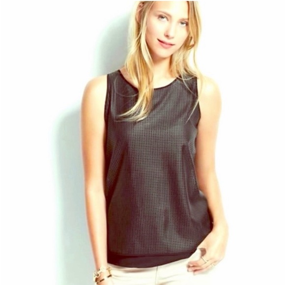 Ann Taylor Factory Tops - Ann Taylor Factory Faux Leather Mixed-Media Tank Top